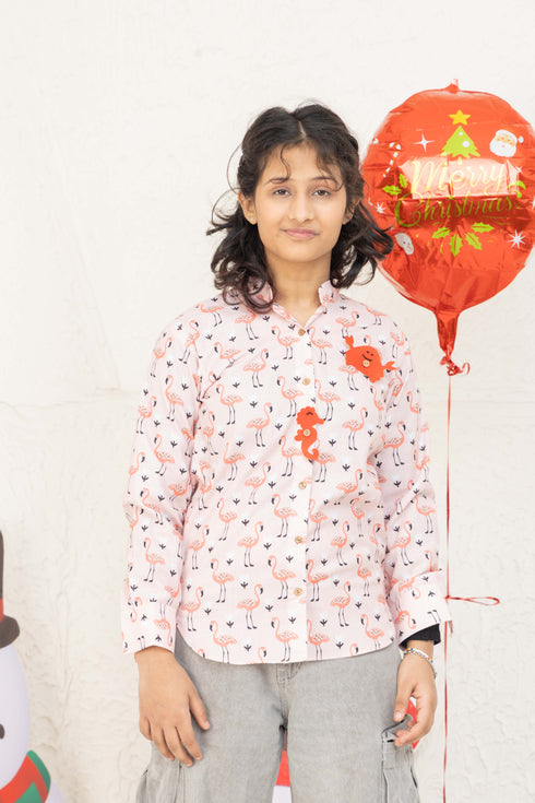 BUBBLE GUM PINK SANTA SHIRT